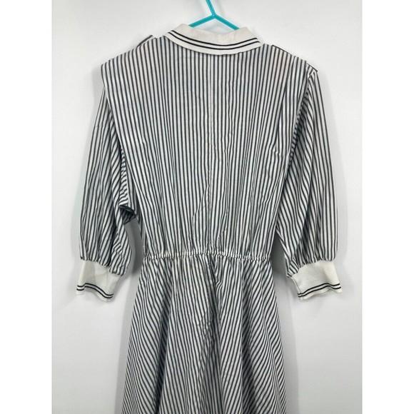 VTG POLO Dress w/Front Pockets Black White Stripe Boating Sailing Sz 14 - Picture 4 of 13